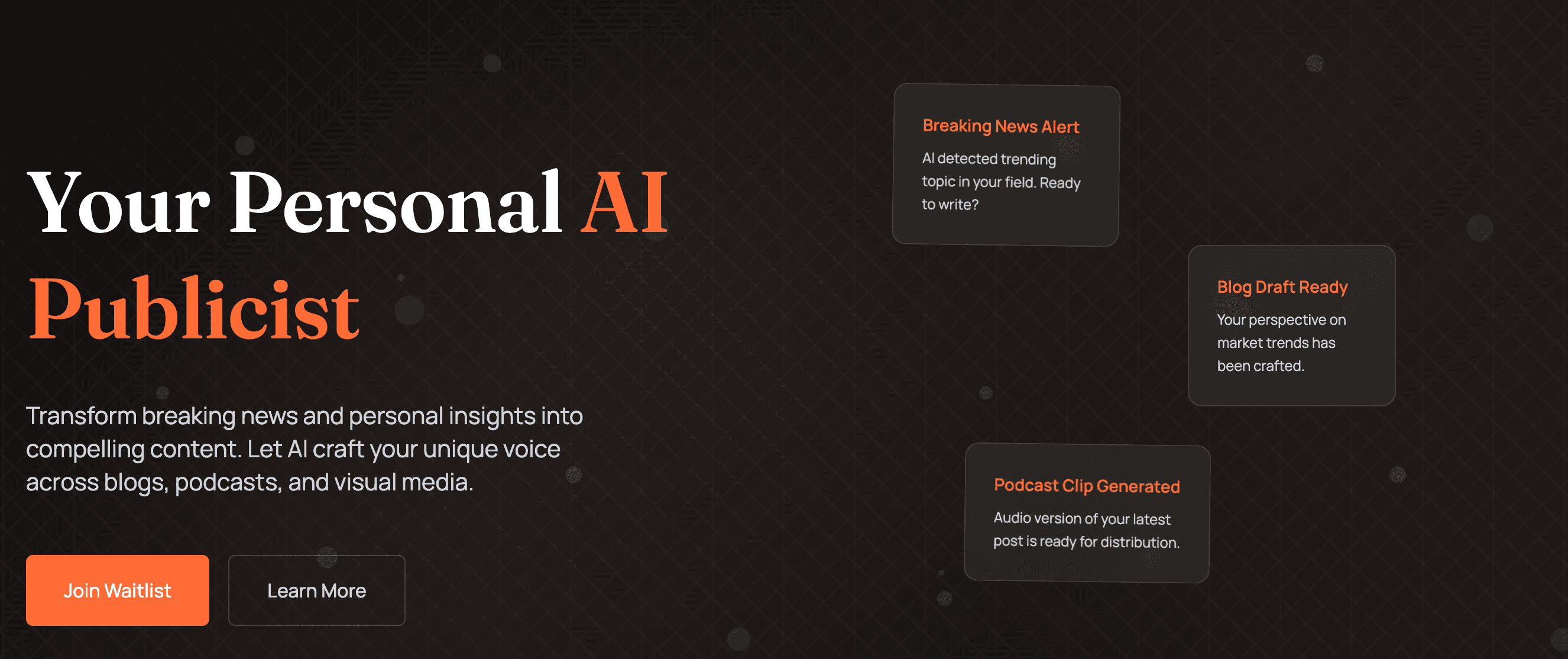 AI-powered personal branding platform interface